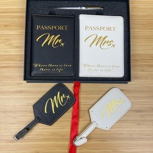 DELUXY Mr. & Mrs. Luggage Tags & Passport Sleeve